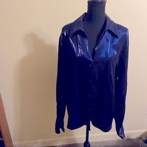 Christie & Jill Shimmery Indigo Button Down Blouse